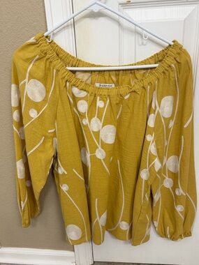 Liverpool mustard floral embroidered blouse